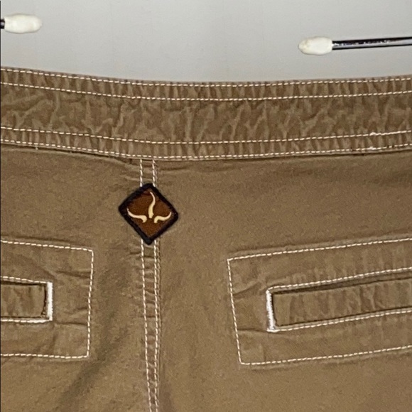 PRANA S Tan Cargo Capri Cropped Pants Embroidered - Picture 7 of 8